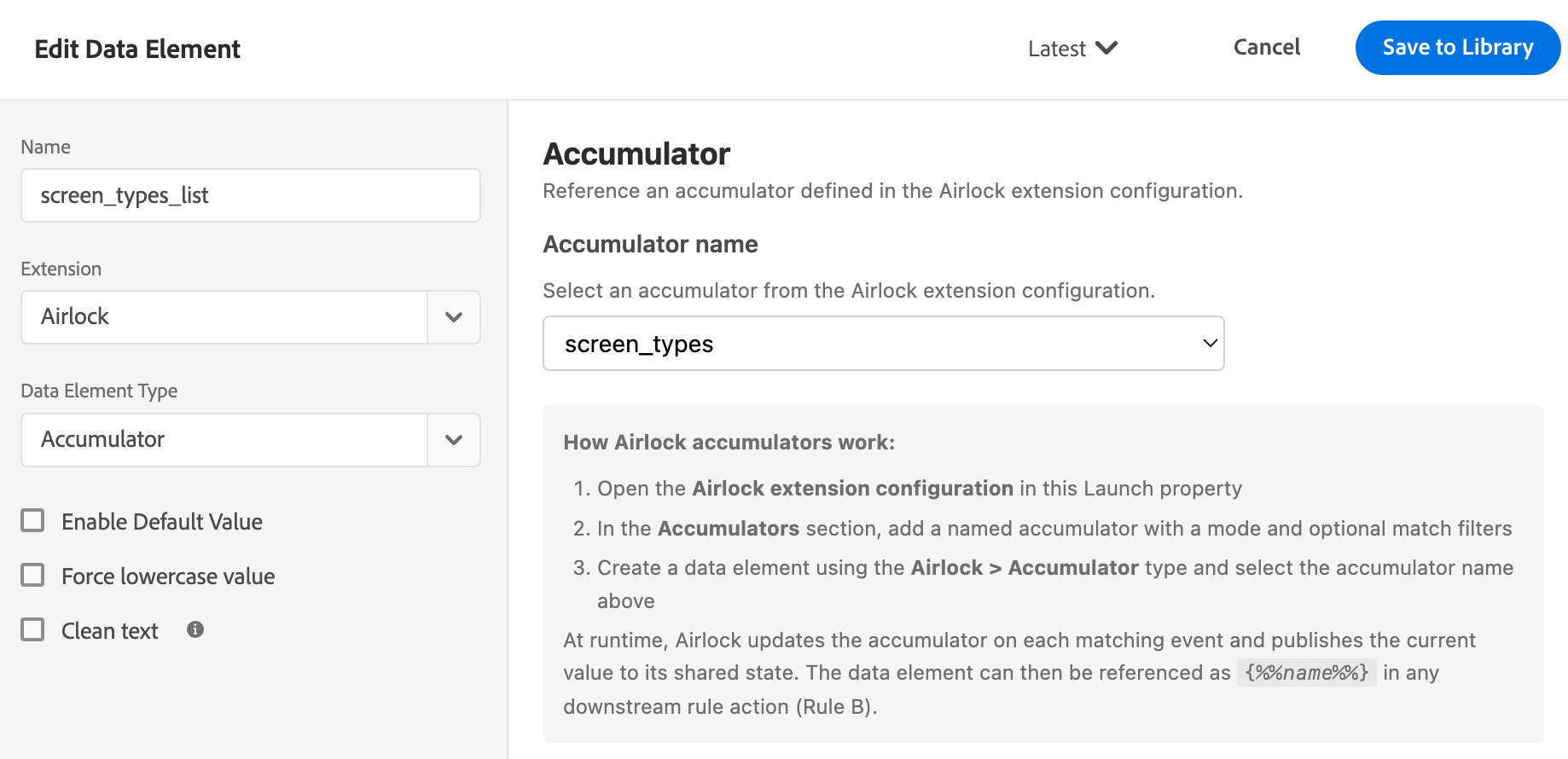 Accumulator configuration